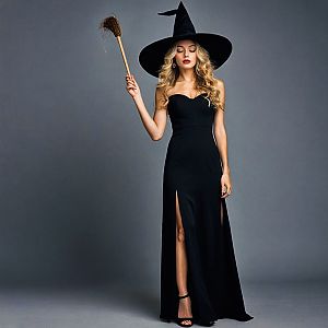 Elegant Woman in Witch Costume