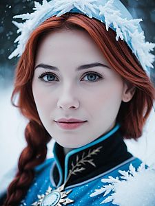Red-Haired Woman in Winter Costume