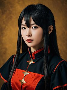 Realistic Portrait of Woman in Guren Cosplay Costume