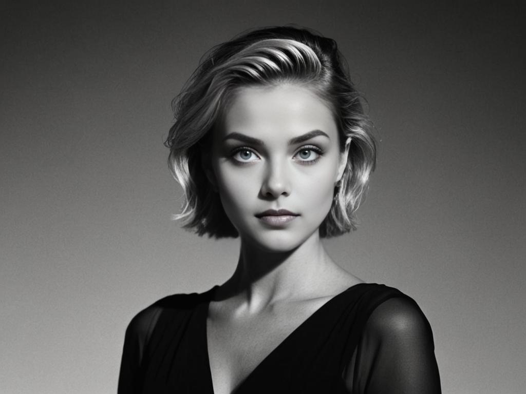 Vogue-style Black-and-White Portrait of a Classic Beauty