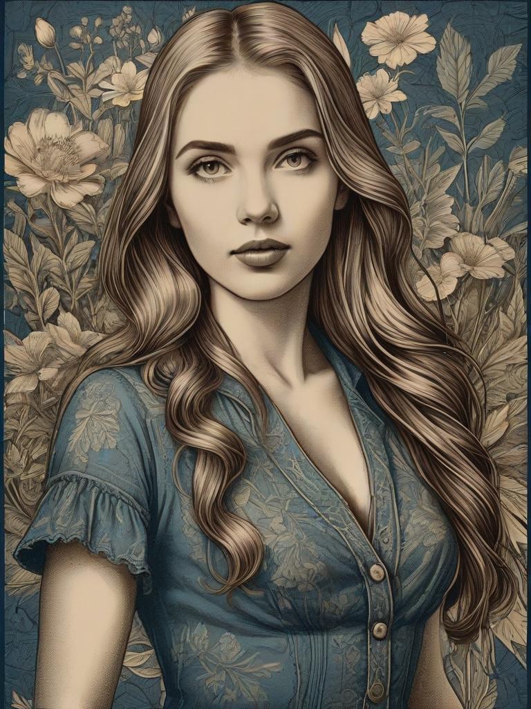 Elegant Woman Portrait with Floral Background