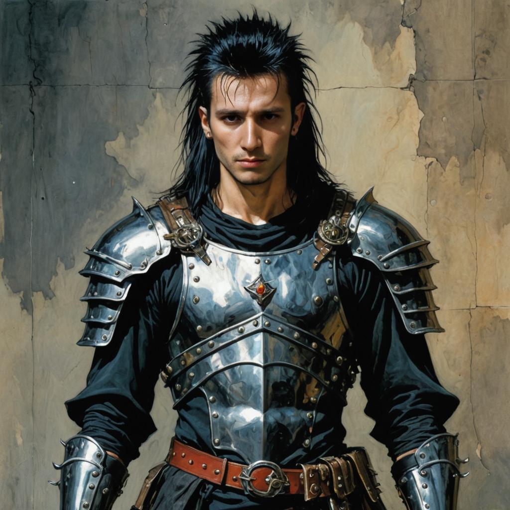 Punk Goth Man in Stylized Armor