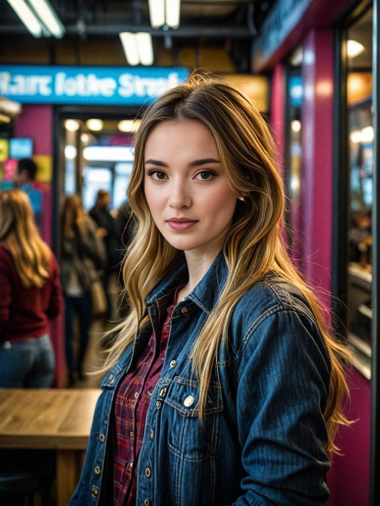 Stylish Young Woman in Denim Jacket