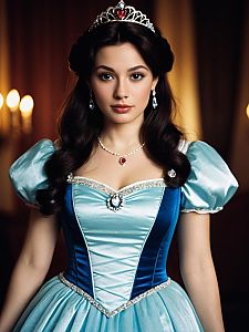 Woman in Disney Princess Dress Waist-Up Editorial Fantasy Portrait