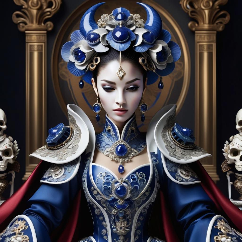 Regal Figure in Blue and Gold Attire Regal Figure in Blue and Gold Attire