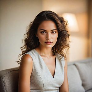 Young Woman on Sofa