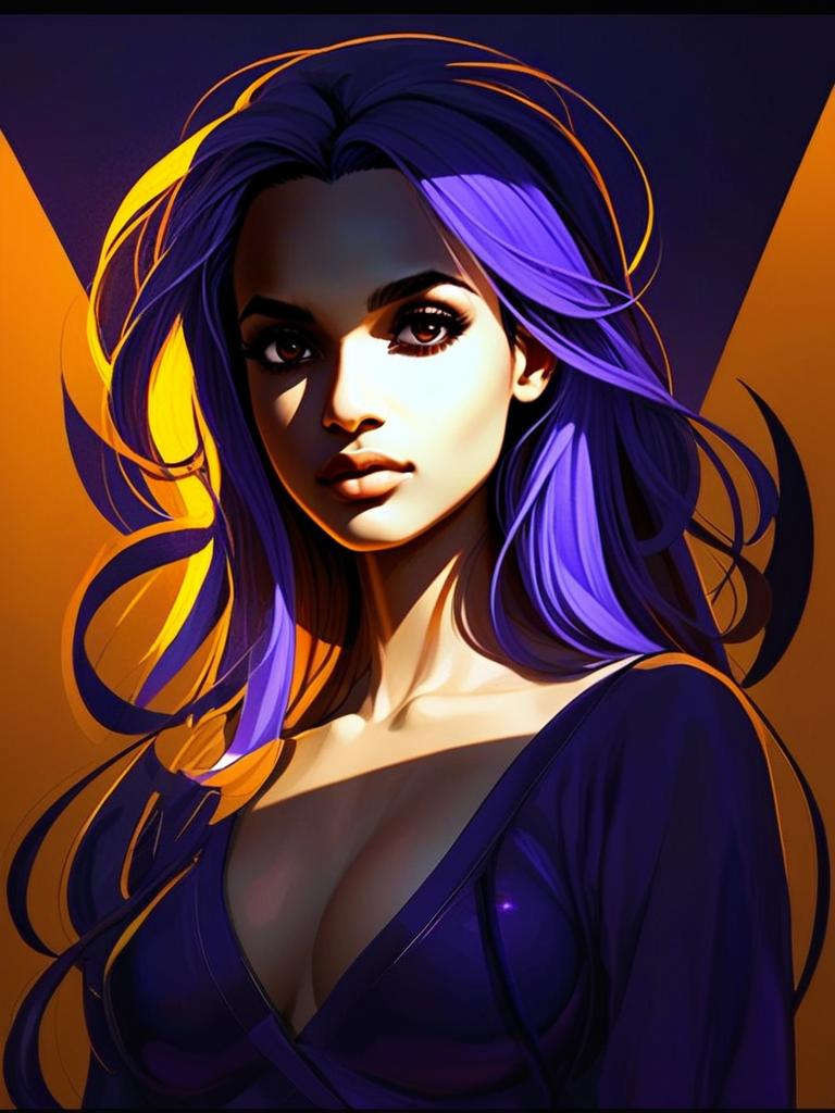 Woman with Purple Hair Artwork Woman with Purple Hair Artwork