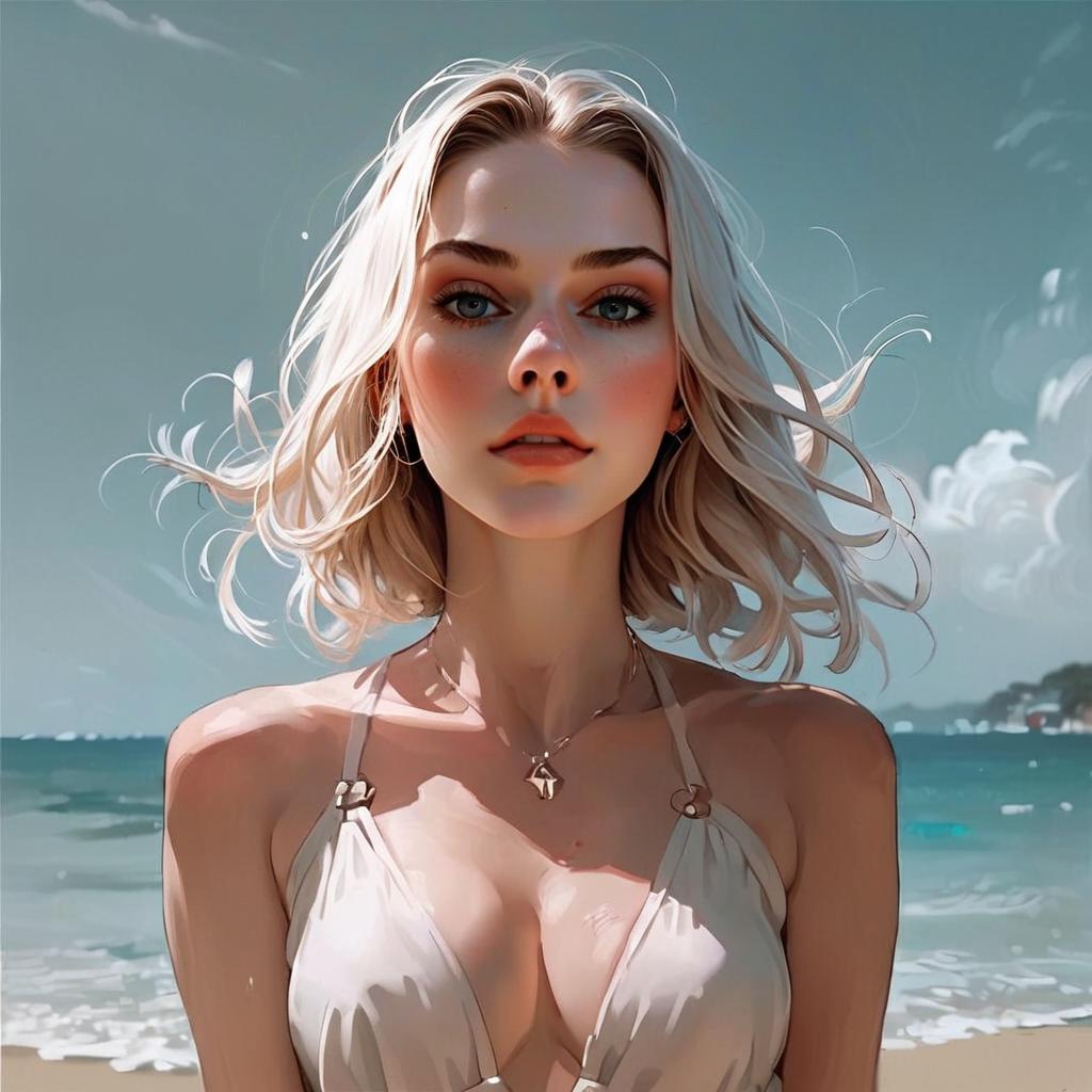 Portrait of a Young Woman on the Beach