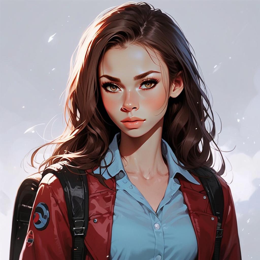 Portrait of a Young Woman with Brown Hair and Golden Eyes Portrait of a Young Woman with Brown Hair and Golden Eyes
