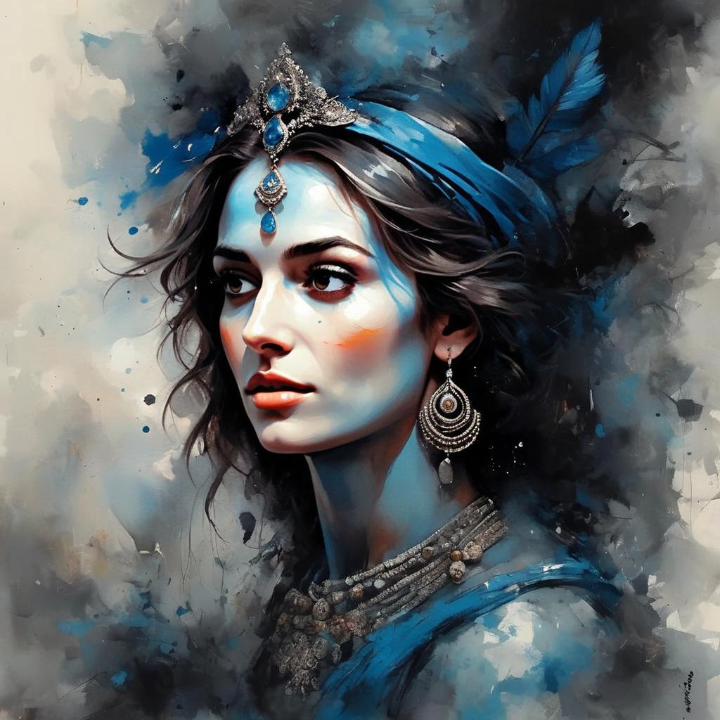 Mystical Woman with Blue Gemstone Jewelry Mystical Woman with Blue Gemstone Jewelry