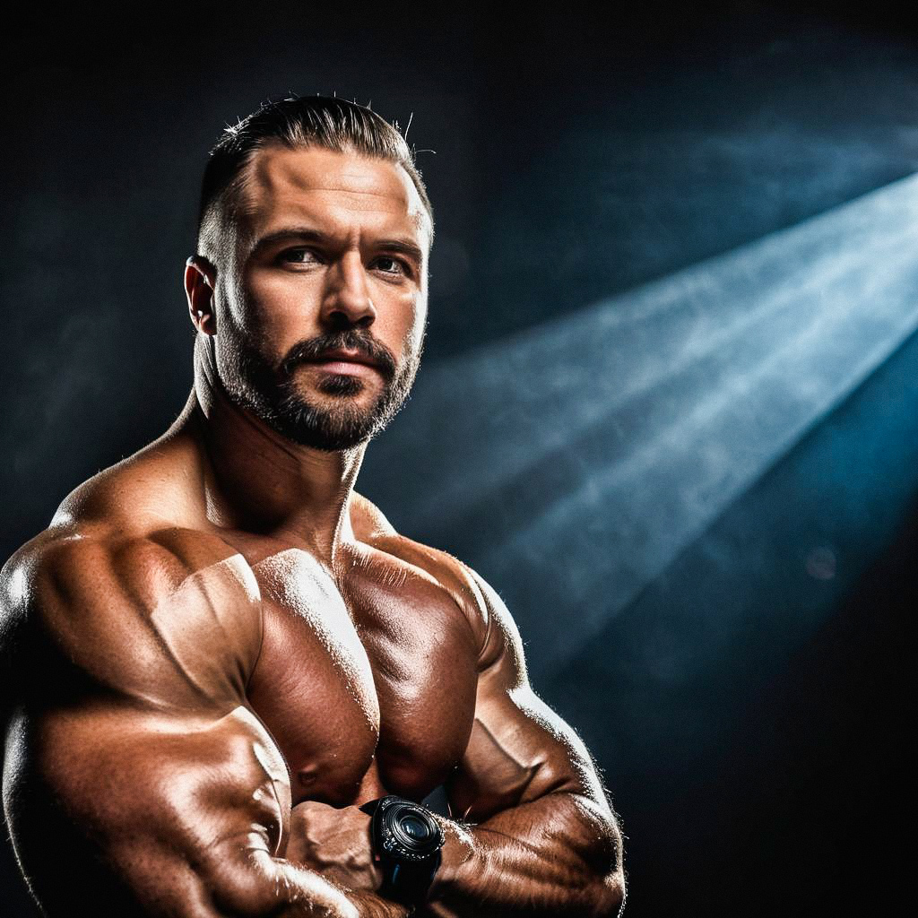 Muscular Man in Powerful Pose Muscular Man in Powerful Pose