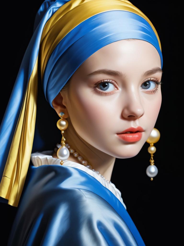 Modern Artistic Girl with a Pearl Earring