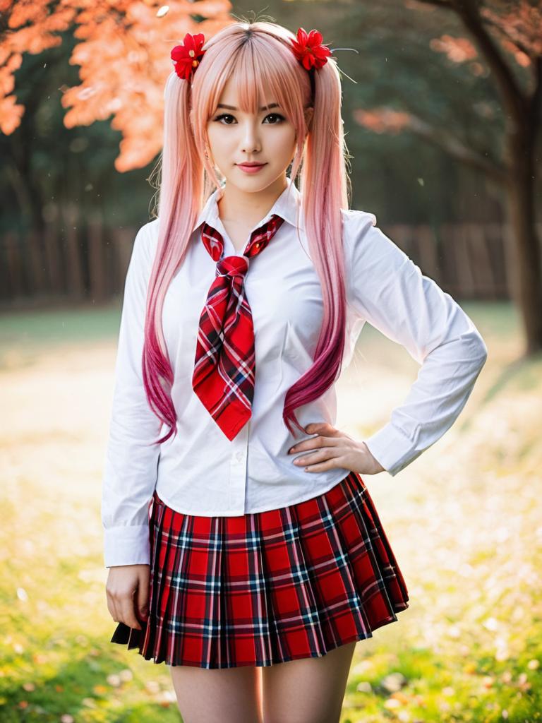 Momosuzu Nene Casual Schoolgirl Outfit Outdoor Portrait