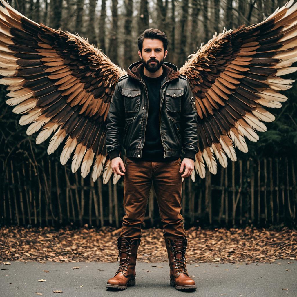 Man with Wings in Forest Man with Wings in Forest