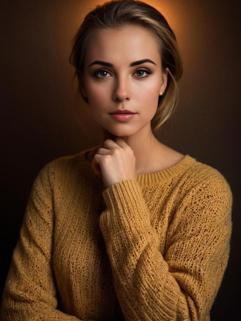 Elegant Woman in Mustard Sweater