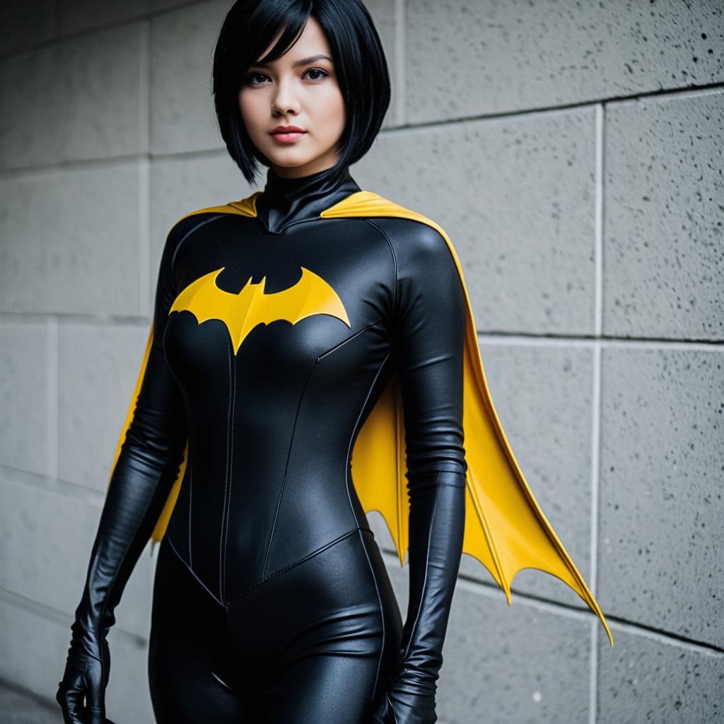 Batgirl Costume Woman in Black and Yellow Superhero Outfit