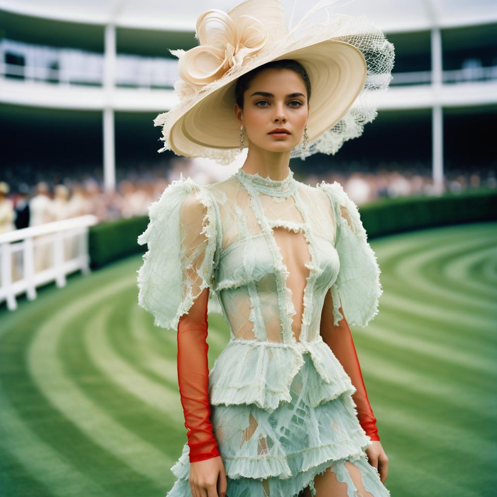 Elegant Woman in Pastel Dress at High-Society Event