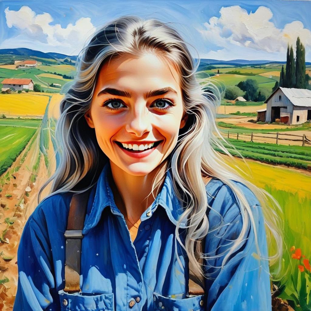 Smiling Woman in Rural Landscape Smiling Woman in Rural Landscape