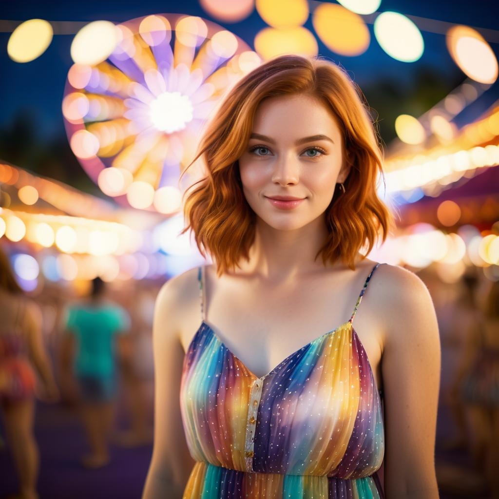 Young Woman with Red Hair at Fair