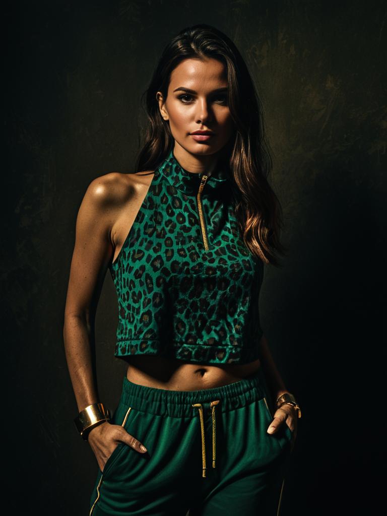 Edgy Leopard Print Halter Top High Neckline Sleeveless Crop Outfit for Women