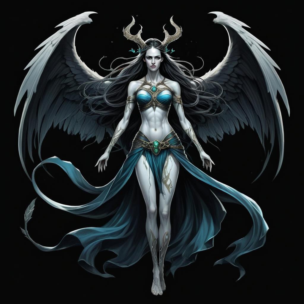 Powerful Woman with Wings and Antlers