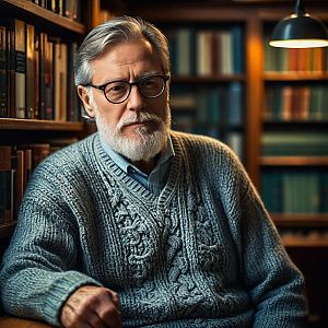 Elderly Man in Library