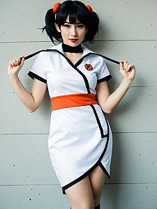 Sexy Woman Cosplaying Videl Character in Realistic Photo