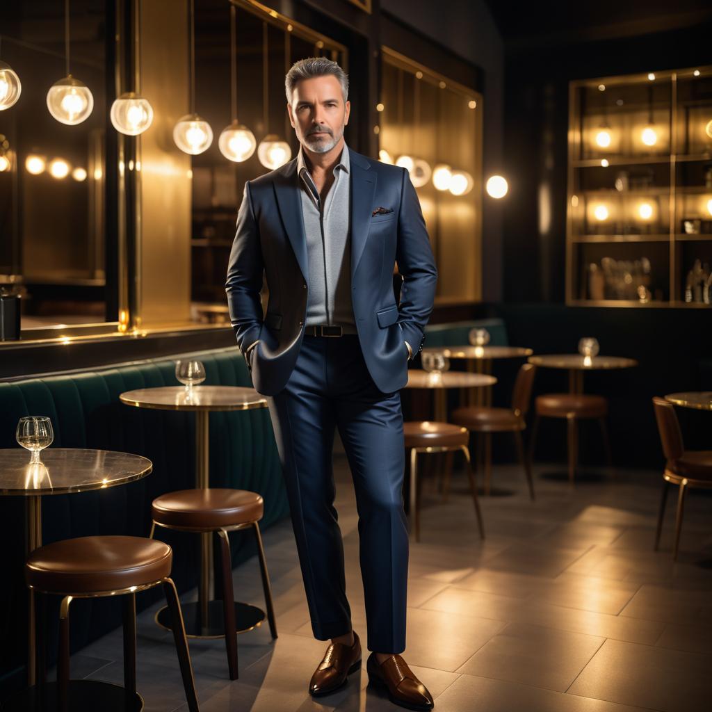 Dapper Man in Stylish Suit at Modern Lounge