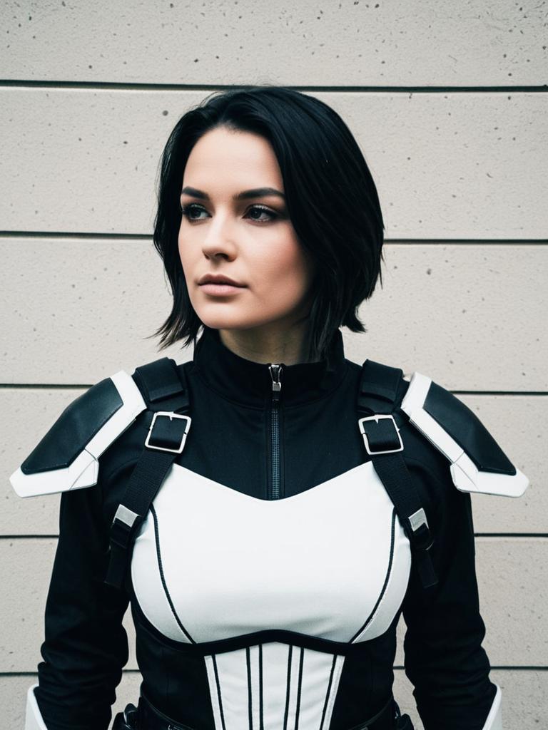 Realistic Alyx Vance Cosplay Costume by Woman in Tactical Armor