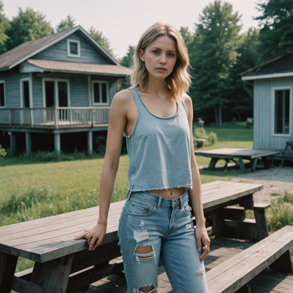 Confident Young Woman in Denim Outdoors