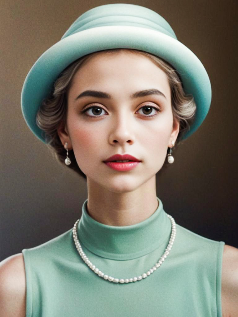 Elegant Vintage Woman in Mint Green