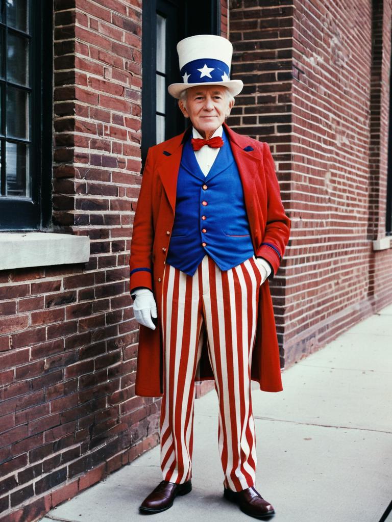 Confident Older Man in Patriotic Costume