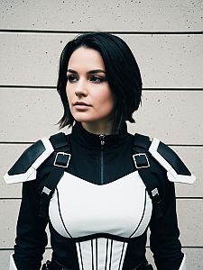Realistic Alyx Vance Cosplay Costume by Woman in Tactical Armor
