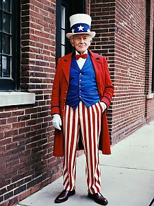 Confident Older Man in Patriotic Costume