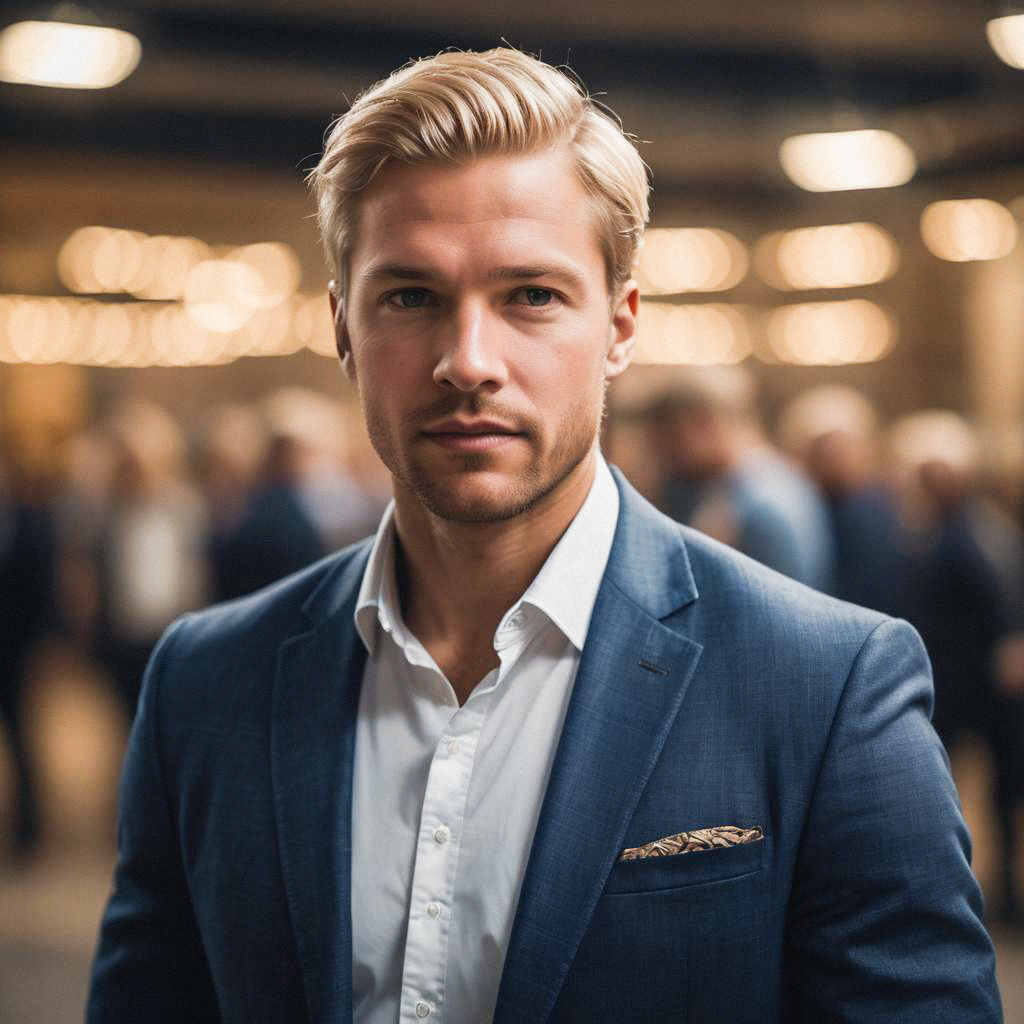 Confident man in tailored navy suit