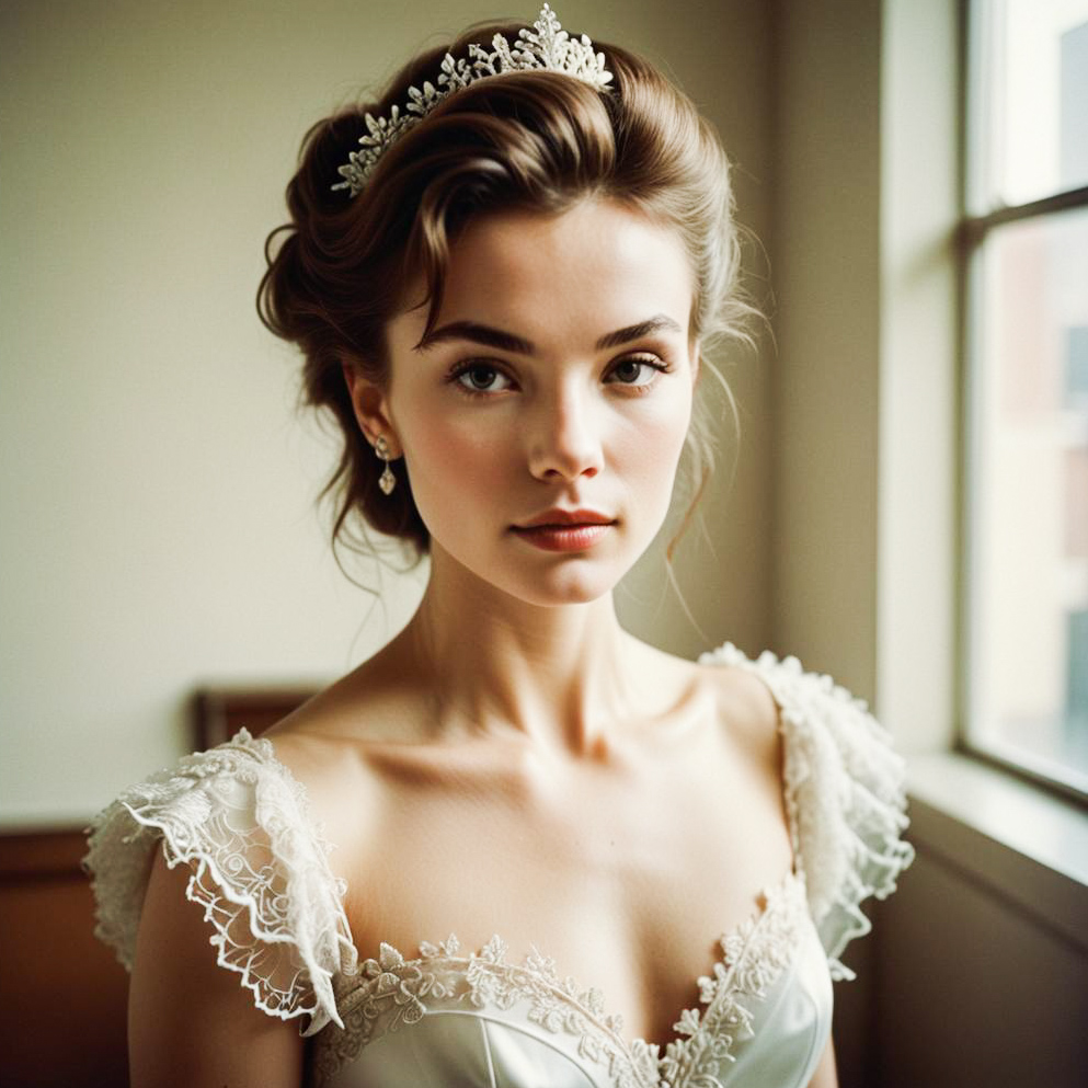 Elegant Bride in Lace Gown