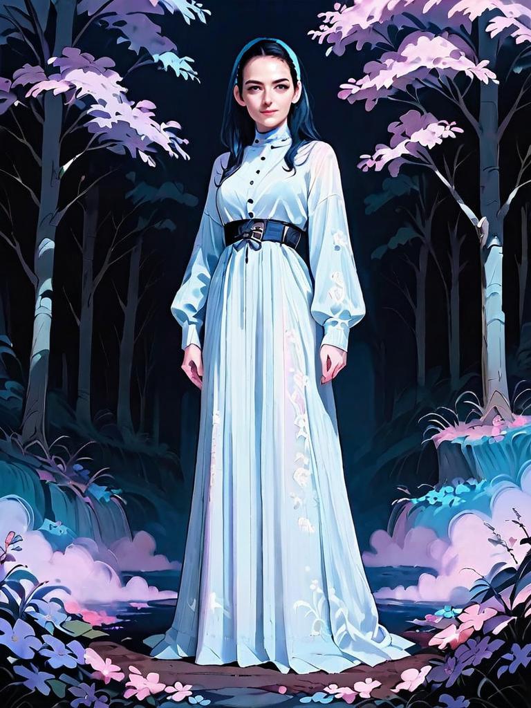 Dark Fantasy Medieval Woman in Enchanted Forest Full Body Art