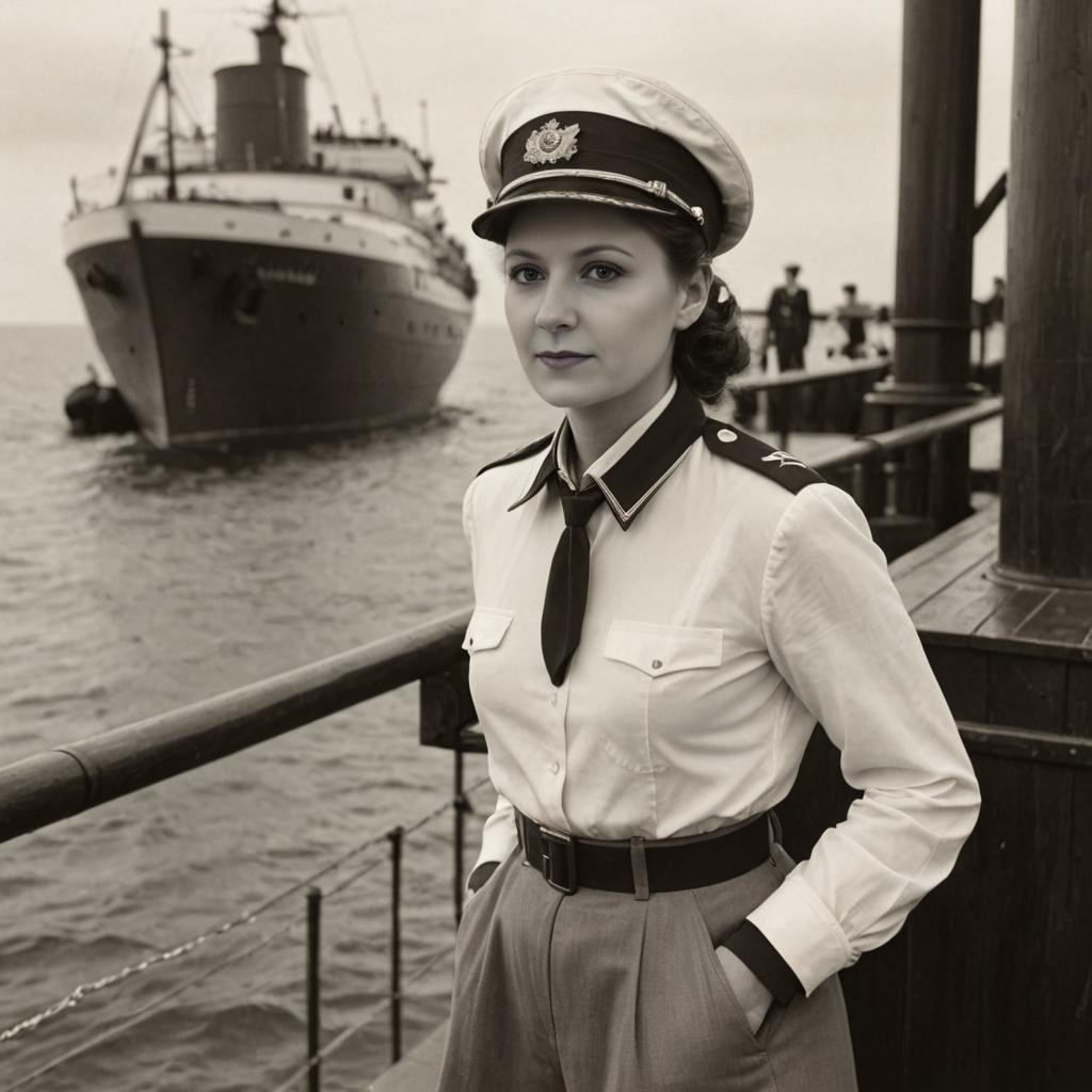 Vintage Military Woman in Monochrome