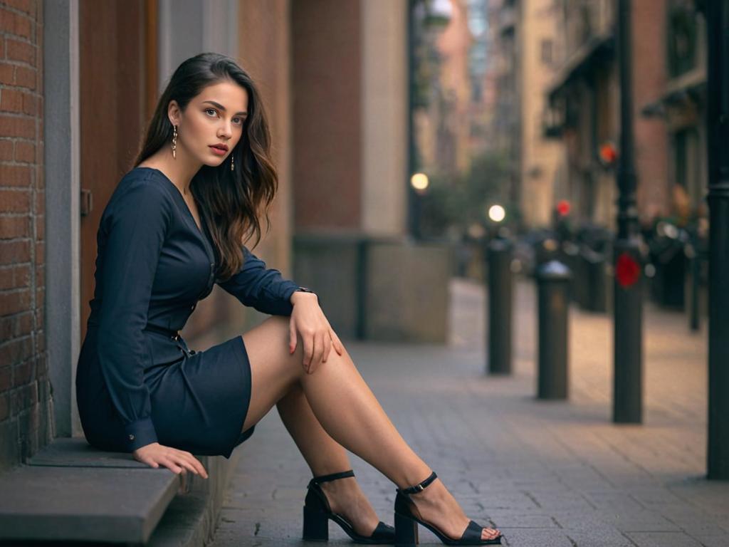 Elegant Woman in Urban Alleyway