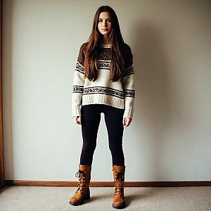 Young Woman in Cozy Winter Outfit