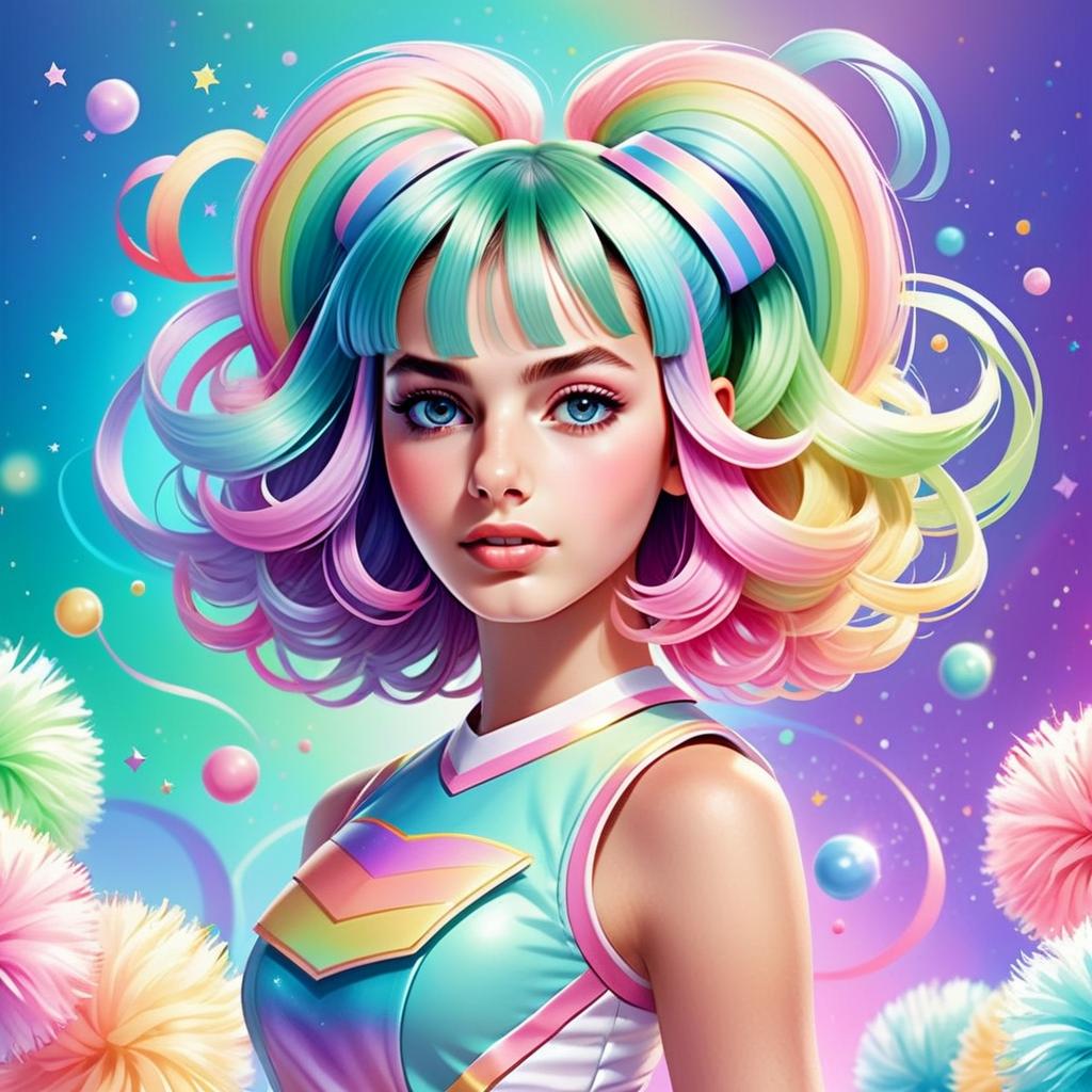 Vibrant Portrait of a Young Woman with Rainbow Hair