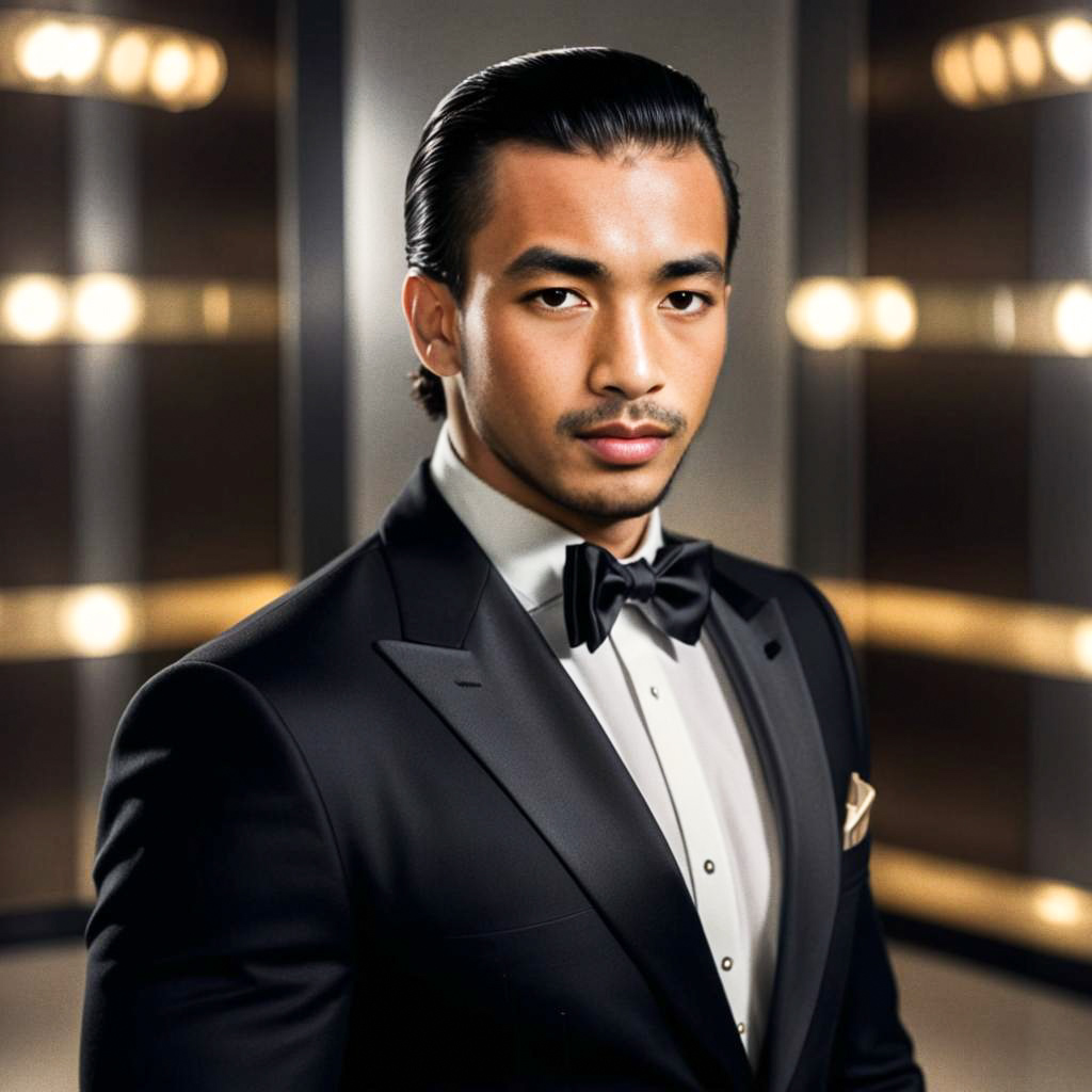 Confident Young Man in Black Tuxedo