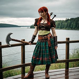Medieval Warrior Woman on Dock