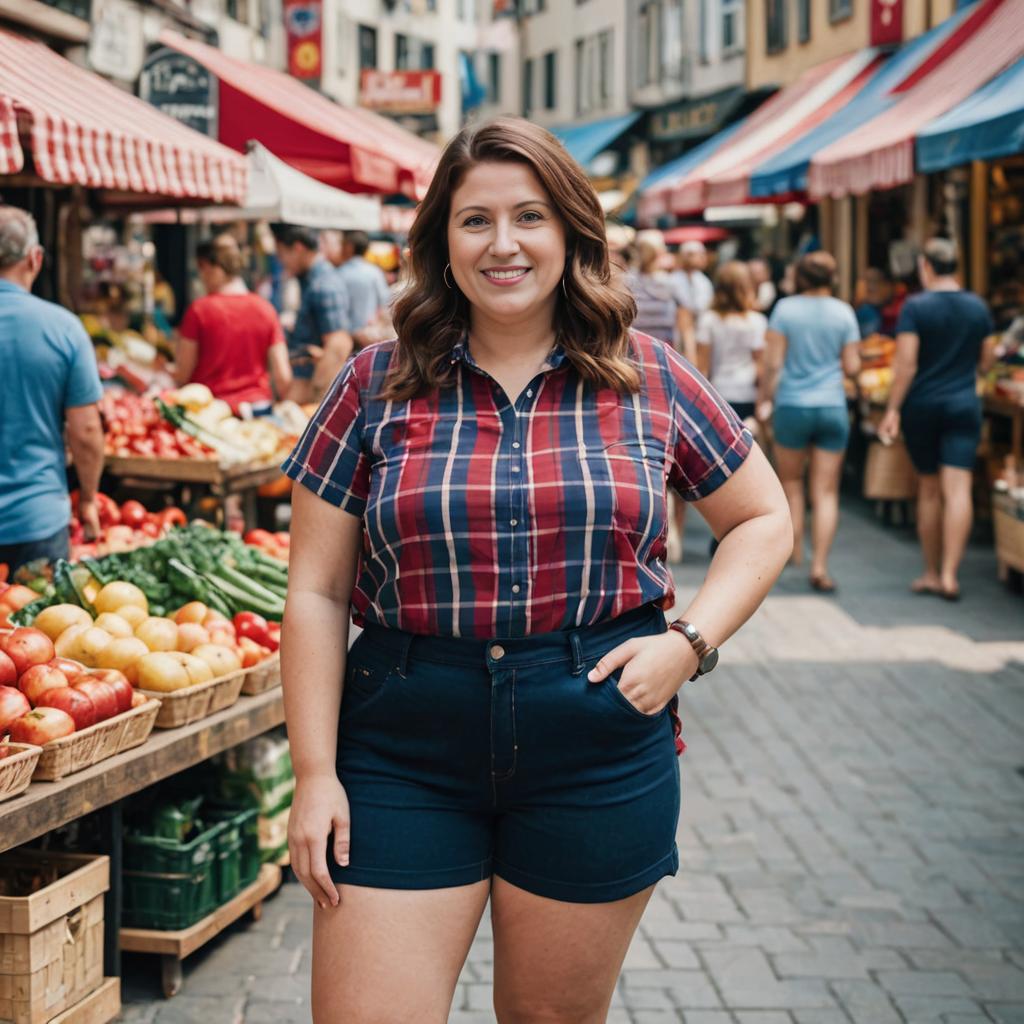 Confident Woman at Vibrant Street Market