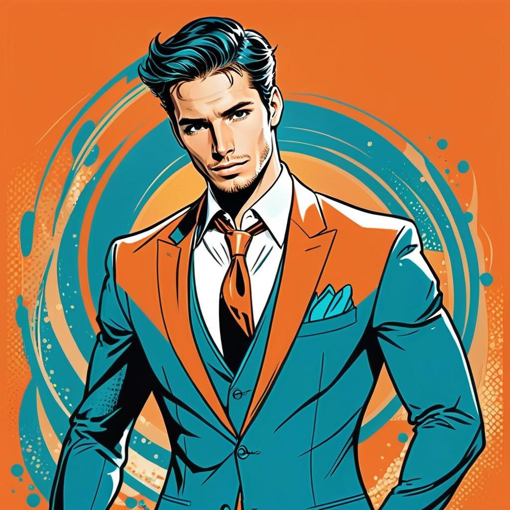 Stylish Man in Pop Art Suit