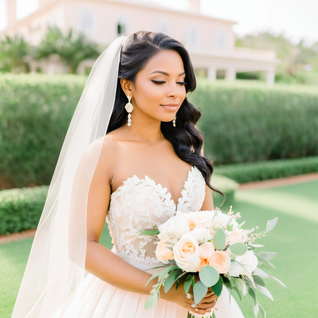 Elegant Bride in Exquisite Wedding Gown