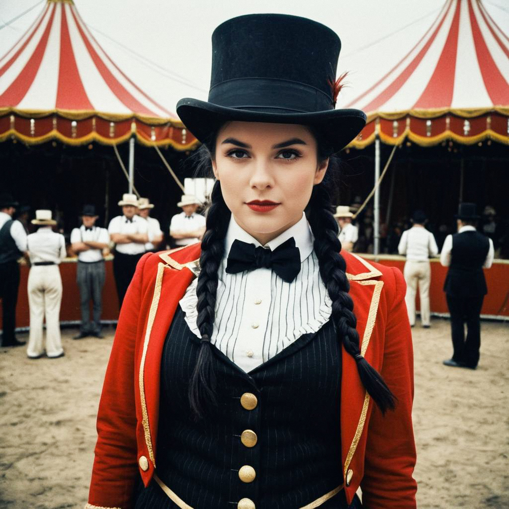 Confident Circus Ringmaster in Vintage Style Confident Circus Ringmaster in Vintage Style