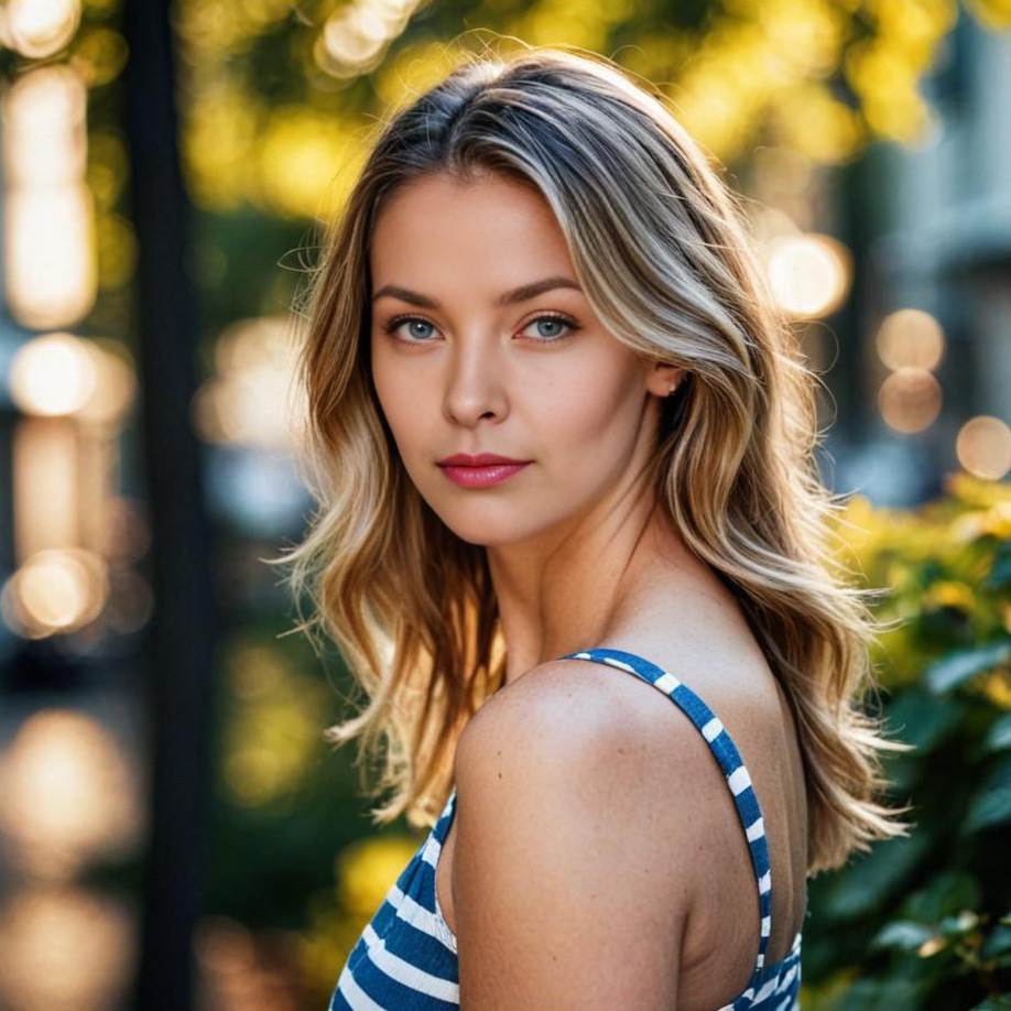 Woman in Striped Sleeveless Top Outdoors