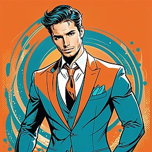 Stylish Man in Pop Art Suit