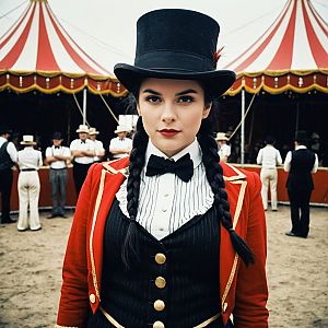 Confident Circus Ringmaster in Vintage Style